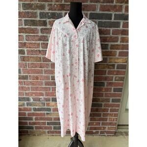 vintage A Nancy Frock pink floral nightgown dress - muumuu - size 24 1/2